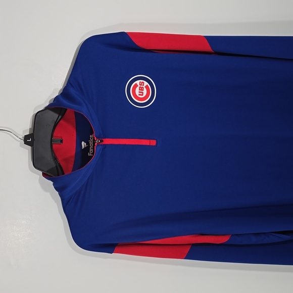{Fanatics} Men's Fanatics Royal/Red Chicago Cubs Primary Logo Quarter-Zip Top - Picture 5 of 13